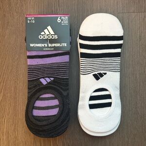 adidas Women's Superlite No-Show Socks - Black, White & Purple
